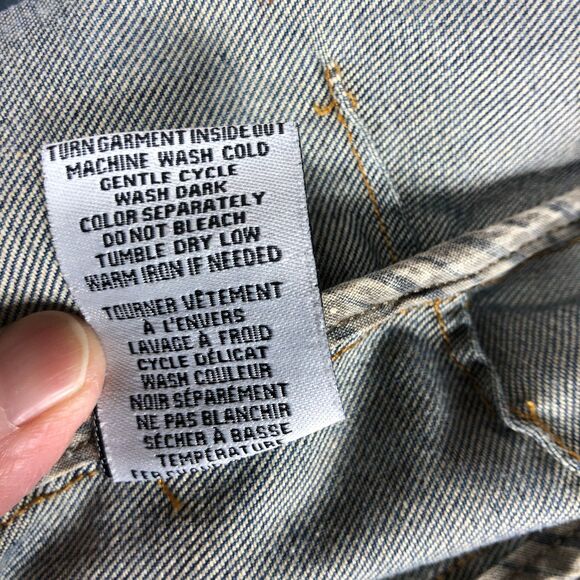 White Crow Distressed Denim Jean Jacket Fade Stars Stripes Womens Size Medium - Picture 9 of 13